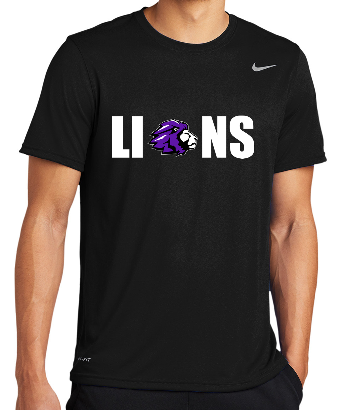 Trinity Lions w Lion Head Nike Cotton Dri Fit T Shirt Youth Adult Apparel Trinity Christian School Sharpsburg GA